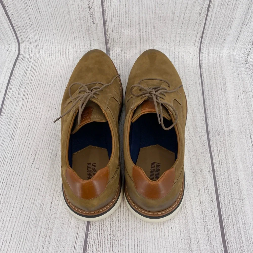 Johnston & Murphy Braydon Oxford Mens 13M Tan Nubuck Leather Dress Shoes Casual